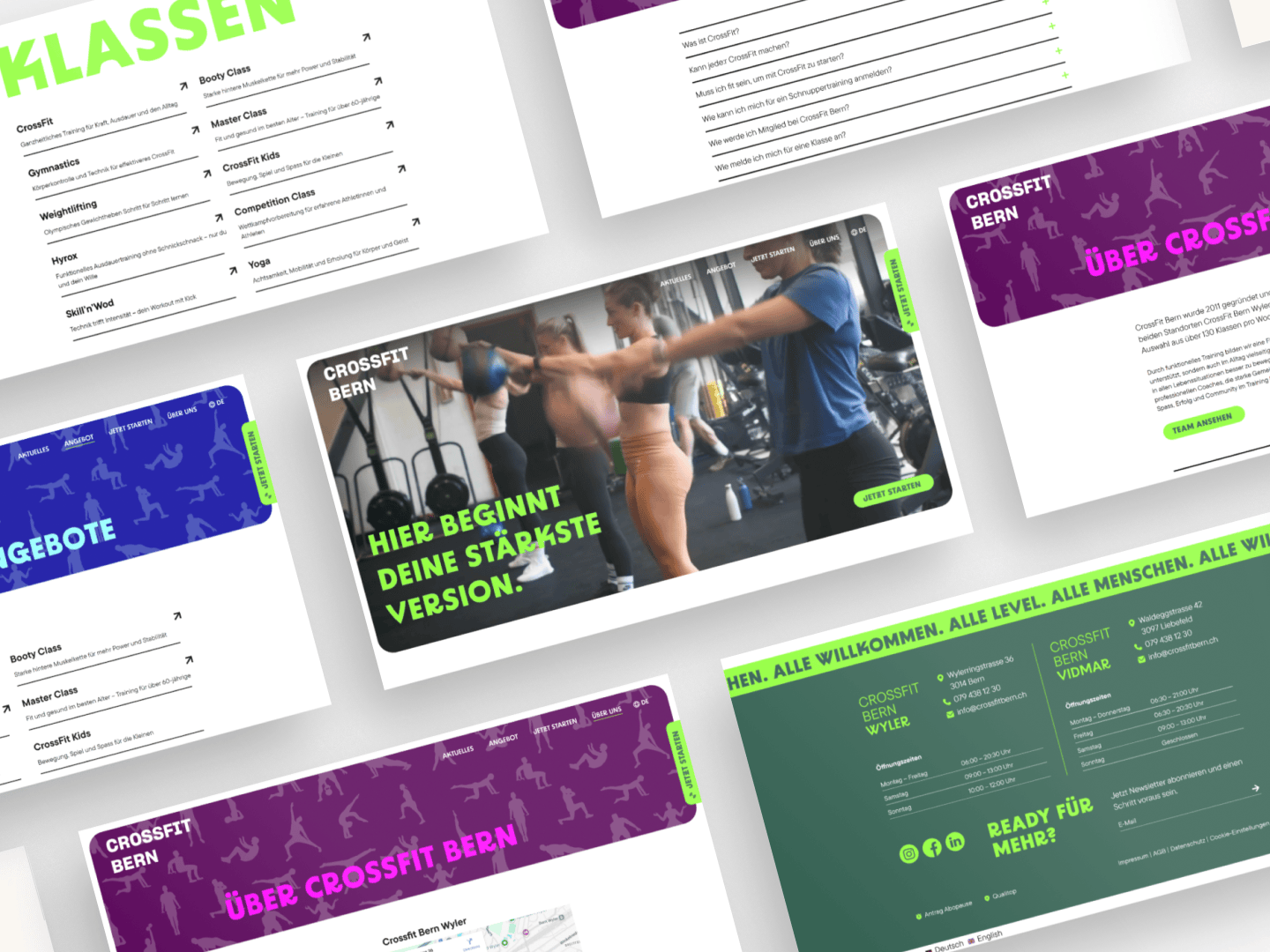 Bildcollage der neuen CrossFit-Bern-Website auf verschiedenen Geräten